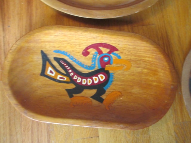 Mexican Tribal Motif Wood Serving Trays - 4
