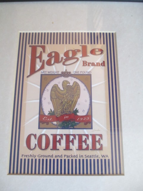 Two Framed and Matted "Coffee" Themed Prints and Quartz Wall Clock - 2