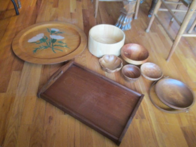 Grouping of Wood Serving Trays and Bowls (1 of 6)