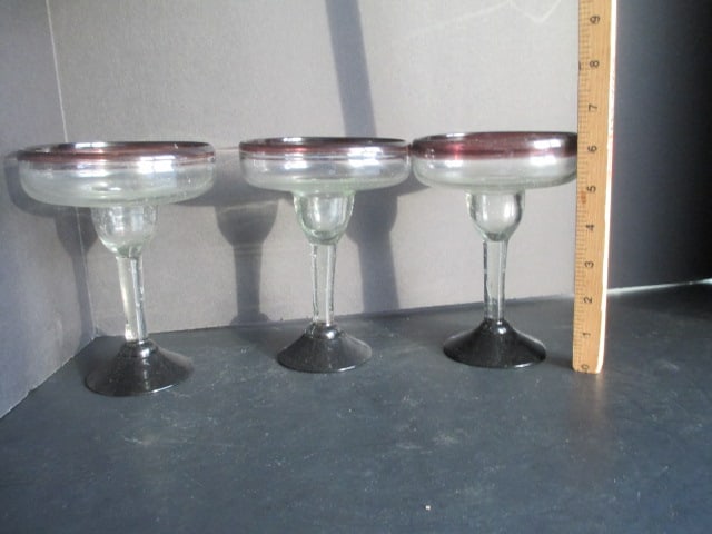 Hand Blown Art Glass Tumblers and Cocktail Glasses - 13
