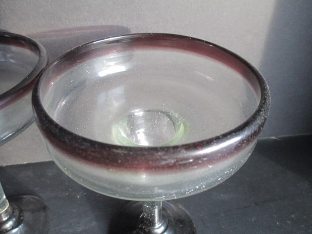 Hand Blown Art Glass Tumblers and Cocktail Glasses - 14