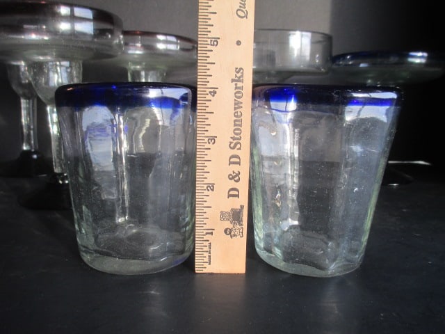 Hand Blown Art Glass Tumblers and Cocktail Glasses - 3