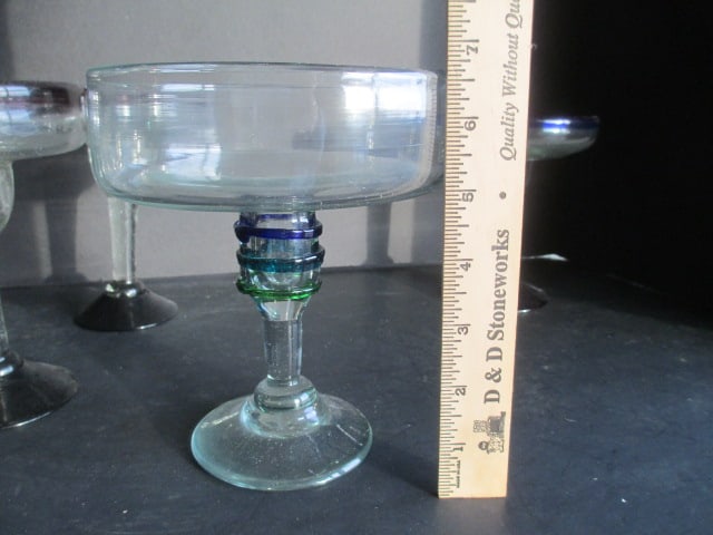 Hand Blown Art Glass Tumblers and Cocktail Glasses - 5