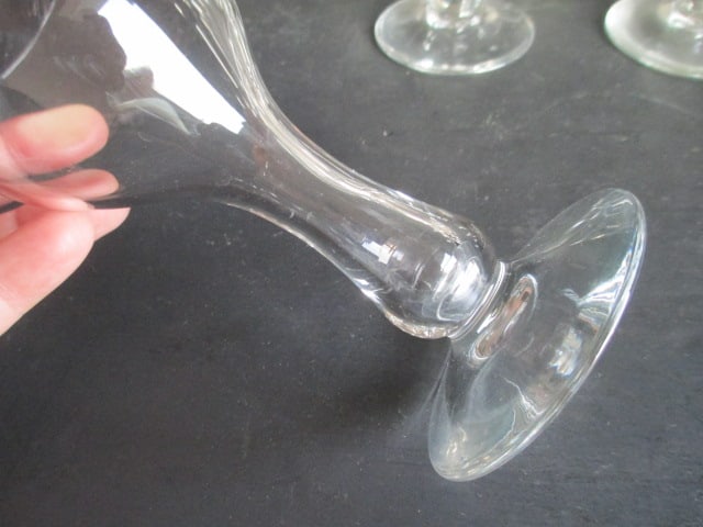 Eight Colorless Hand Blown Art Glass Wine Glasses - 4