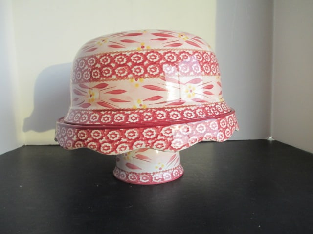 Temptations by Tara "Old World Cranberry" Convertible Serving Set: Can be used as cake dome, serving bowl or chip & dip set, 11 1/2"dia 