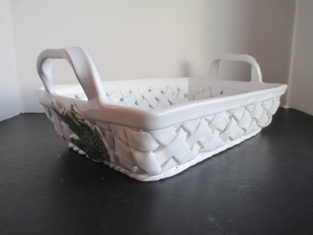 Portugal Pottery Chip & Dip and Bread Basket and Mexican Pottery "Chili Pepper" Plate - 9