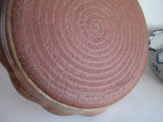 Two Folk Art Design Signed Studio Pottery Quiche Dishes - 4