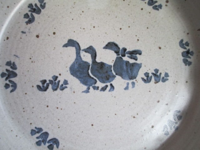 Two Folk Art Design Signed Studio Pottery Quiche Dishes - 8