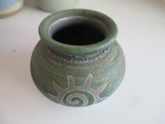 Grouping of Studio Pottery Mugs, Apple Baker, Honey Jar, Soap Dish, Pitcher, etc. - 11