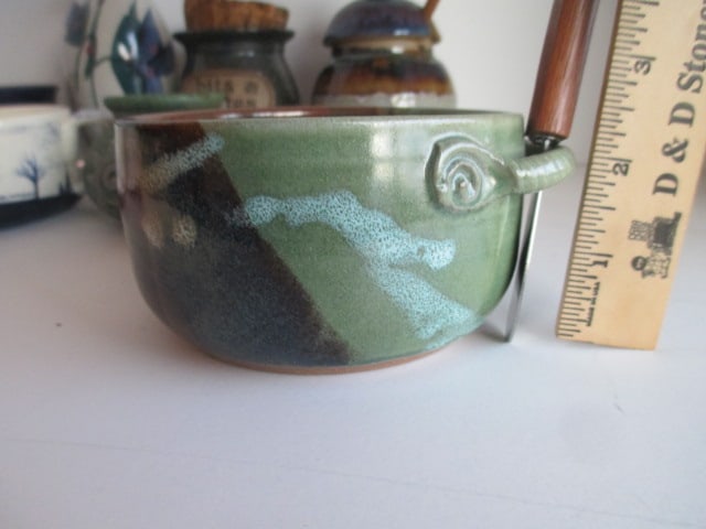 Grouping of Studio Pottery Mugs, Apple Baker, Honey Jar, Soap Dish, Pitcher, etc. - 9