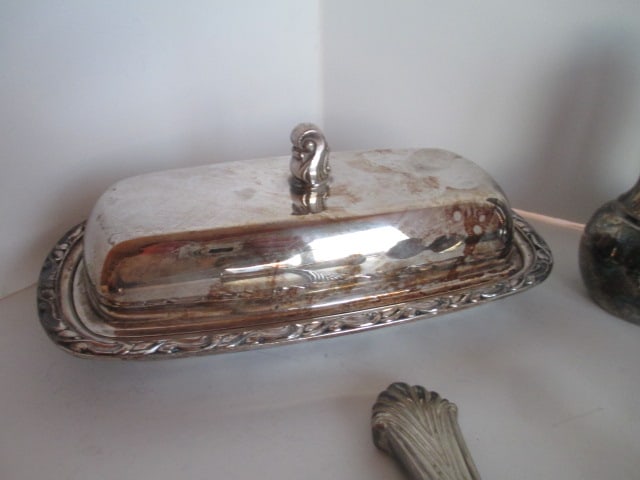 Silverplate and Pewter Servers and Carving Set - 5