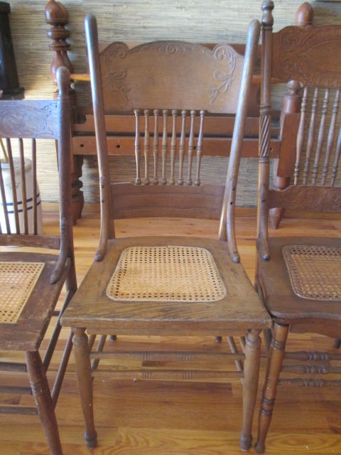 Four Antique Victorian Gingerbread Kitchen Chairs - 7