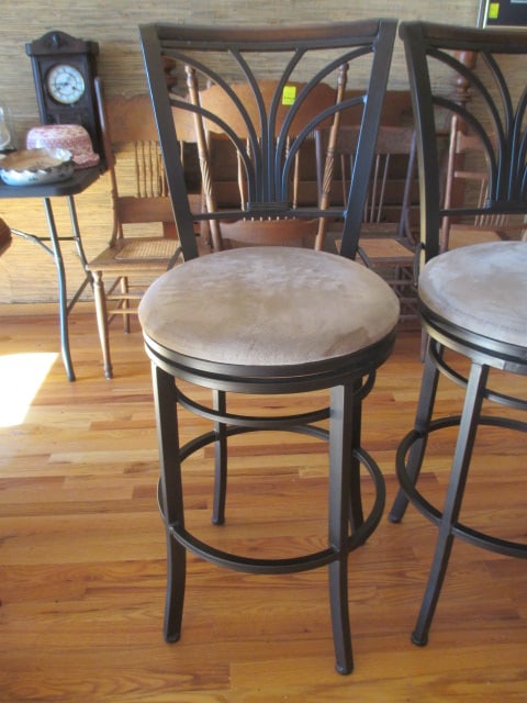 Three Bronzed Metal Swiveling Bar Chairs - 2