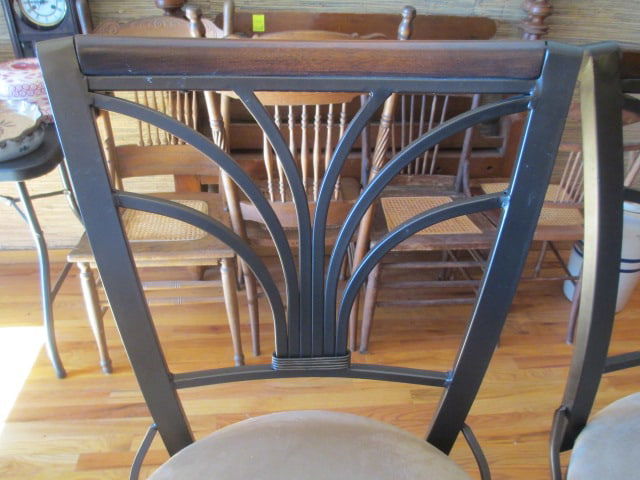 Three Bronzed Metal Swiveling Bar Chairs - 4