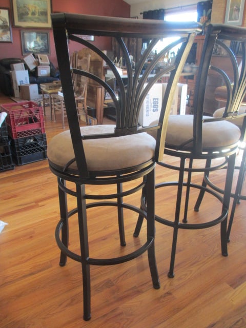 Three Bronzed Metal Swiveling Bar Chairs - 5