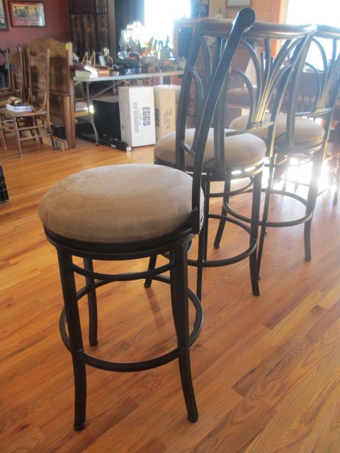 Three Bronzed Metal Swiveling Bar Chairs - 6