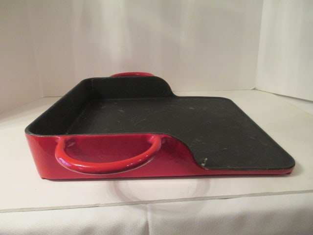 Uni-Griddle Red Enamel over Cast Iron Handled Griddle Pan - 2