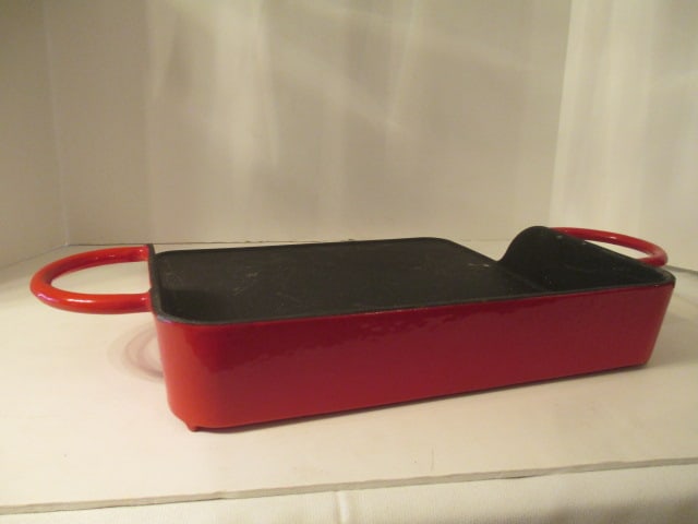 Uni-Griddle Red Enamel over Cast Iron Handled Griddle Pan - 3