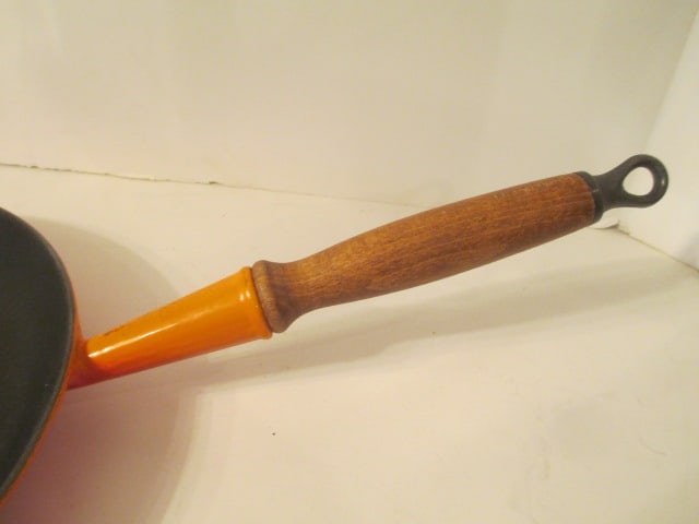 Le Creuset Enamel over Cast Iron Skillets and Sauce Pan with Wood Handles - 17