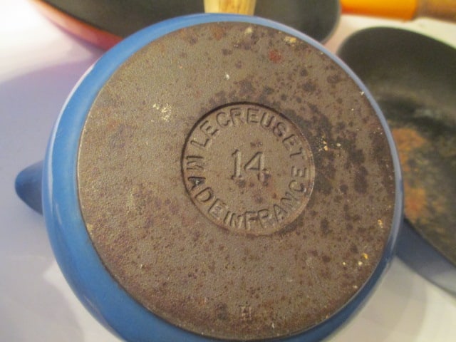 Le Creuset Enamel over Cast Iron Skillets and Sauce Pan with Wood Handles - 4