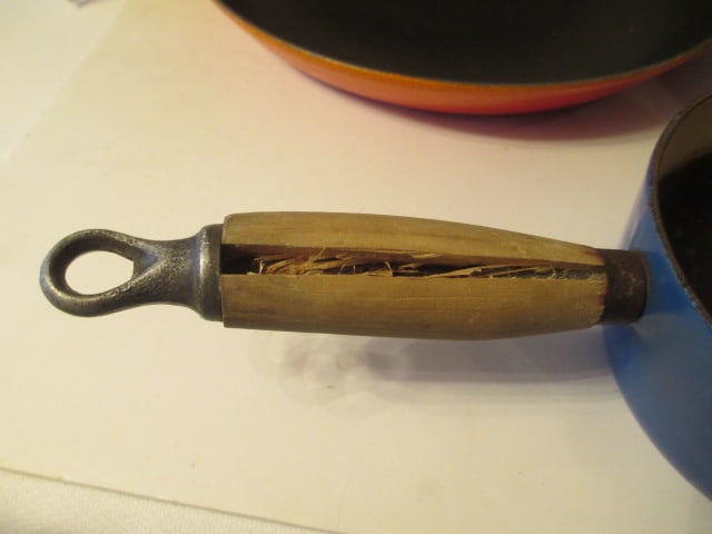 Le Creuset Enamel over Cast Iron Skillets and Sauce Pan with Wood Handles - 5