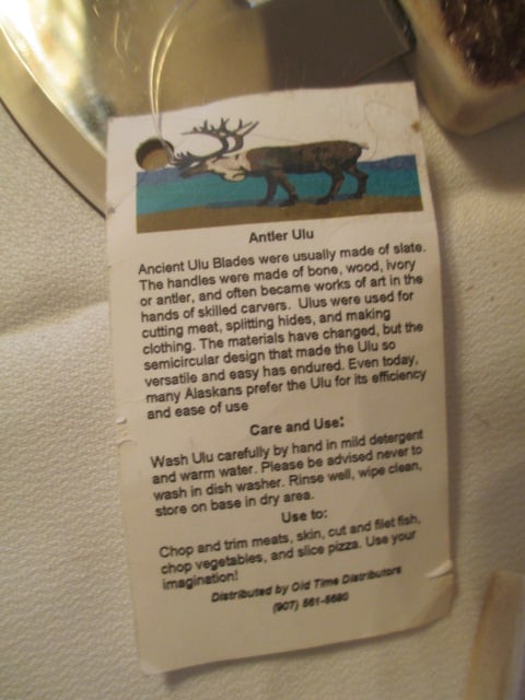 Two Alaskan Caribou Antler Ulu Knives with Stands - 10