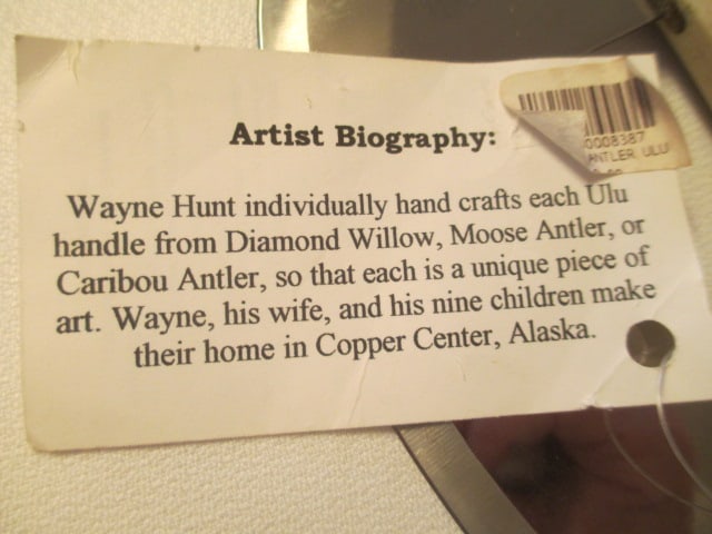 Two Alaskan Caribou Antler Ulu Knives with Stands - 11