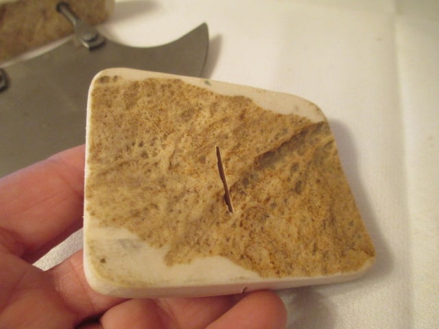 Two Alaskan Caribou Antler Ulu Knives with Stands - 3