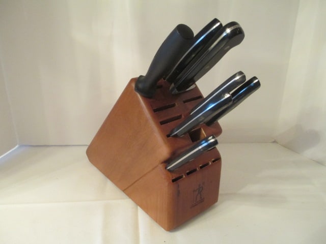 Henckels Wood Knife Block, Seven Knives, Clever and Hone Steel - 4