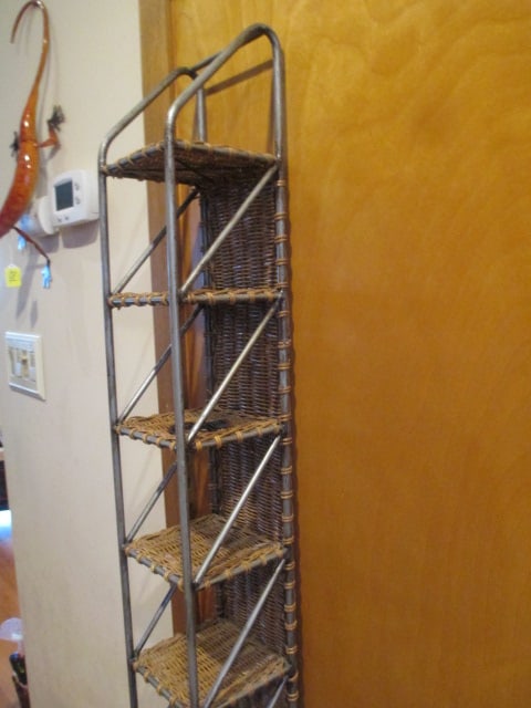 Heavy Metal Accent Shelf with Woven Wicker Shelves - 2