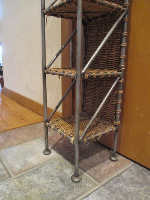 Heavy Metal Accent Shelf with Woven Wicker Shelves - 3