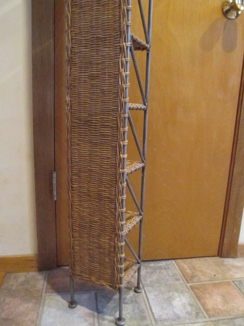 Heavy Metal Accent Shelf with Woven Wicker Shelves - 7