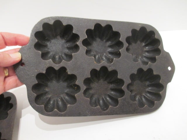 Two Cast Iron Turk Head Muffin Pans - 4