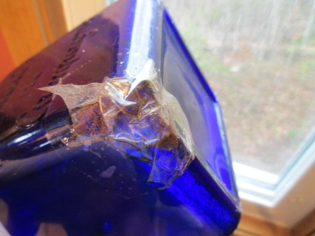 4 Piece Cobalt Blue Lock Lid Cannister Set with Relief Fruit Design - 7