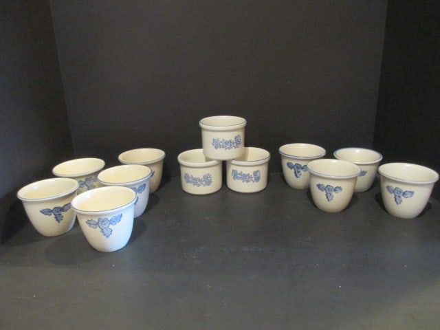 Pfaltzgraff Yorktowne Custard Cups and Ramekins: (9)2 3/4"h Custard cups, (3)3 5/8" ramekins