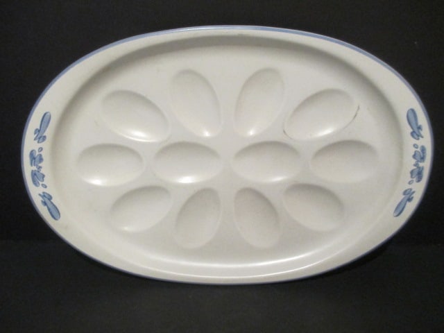Pfaltzgraff Yorktowne Oval Deviled Egg Plate, Bread Tray with Decal and Bread Tray w/o Decal - 2