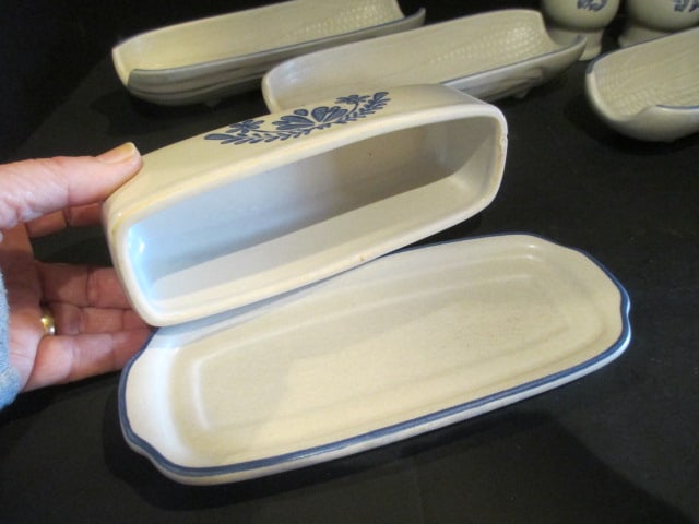 Pfaltzgraff Yorktowne Boiled Corn Holders, Salt/Pepper Shakers and Butter Dish - 3