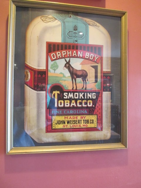 Framed and Mounted "Orphan Boy Smoking Tobacco" Advertisement Store Display: 16" x 19 1/2" 
