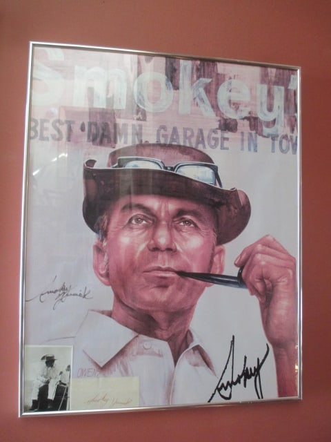 Framed Smokey Yunick Signed Poster Print, Photograph and Autograph on Card: approx. 27" x 36", autographs were personally obtained by consigner, See pictures and preview, Local Pickup Only 
