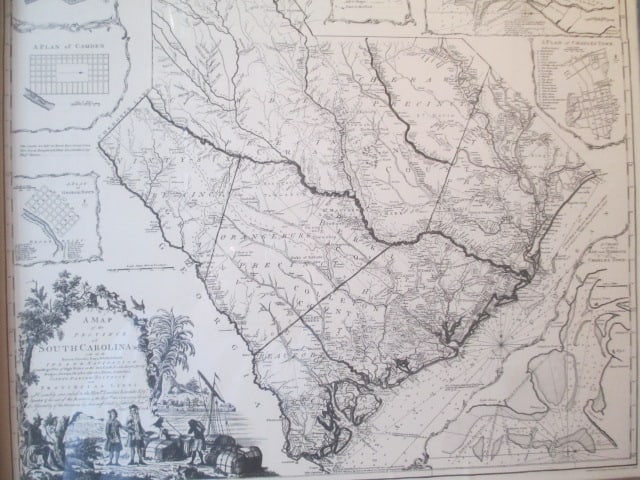 Framed Reproduction "Map of the Province of South Carolina Circa 1773" - 2