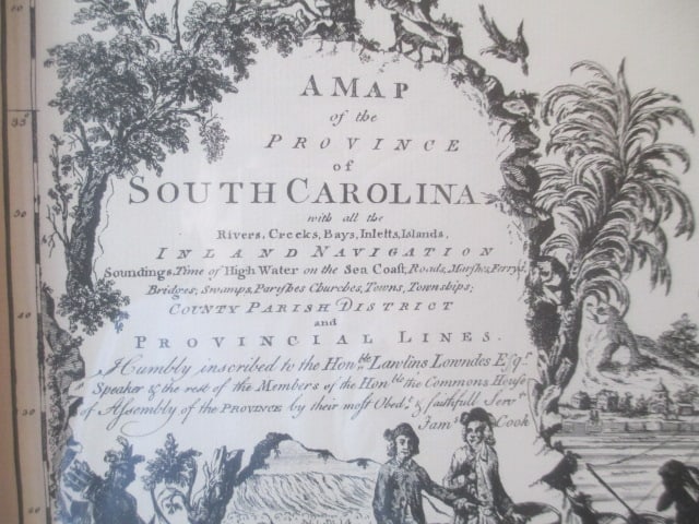 Framed Reproduction "Map of the Province of South Carolina Circa 1773" - 3