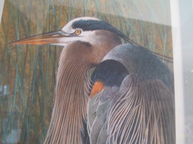 Framed and Matted Jack Thames Pencil Signed "Blue Heron" Print - 3