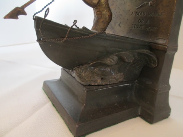 Pair of Vintage Bronze "A Dead Whale or a Stove Boat" Whaler Bookends - 11