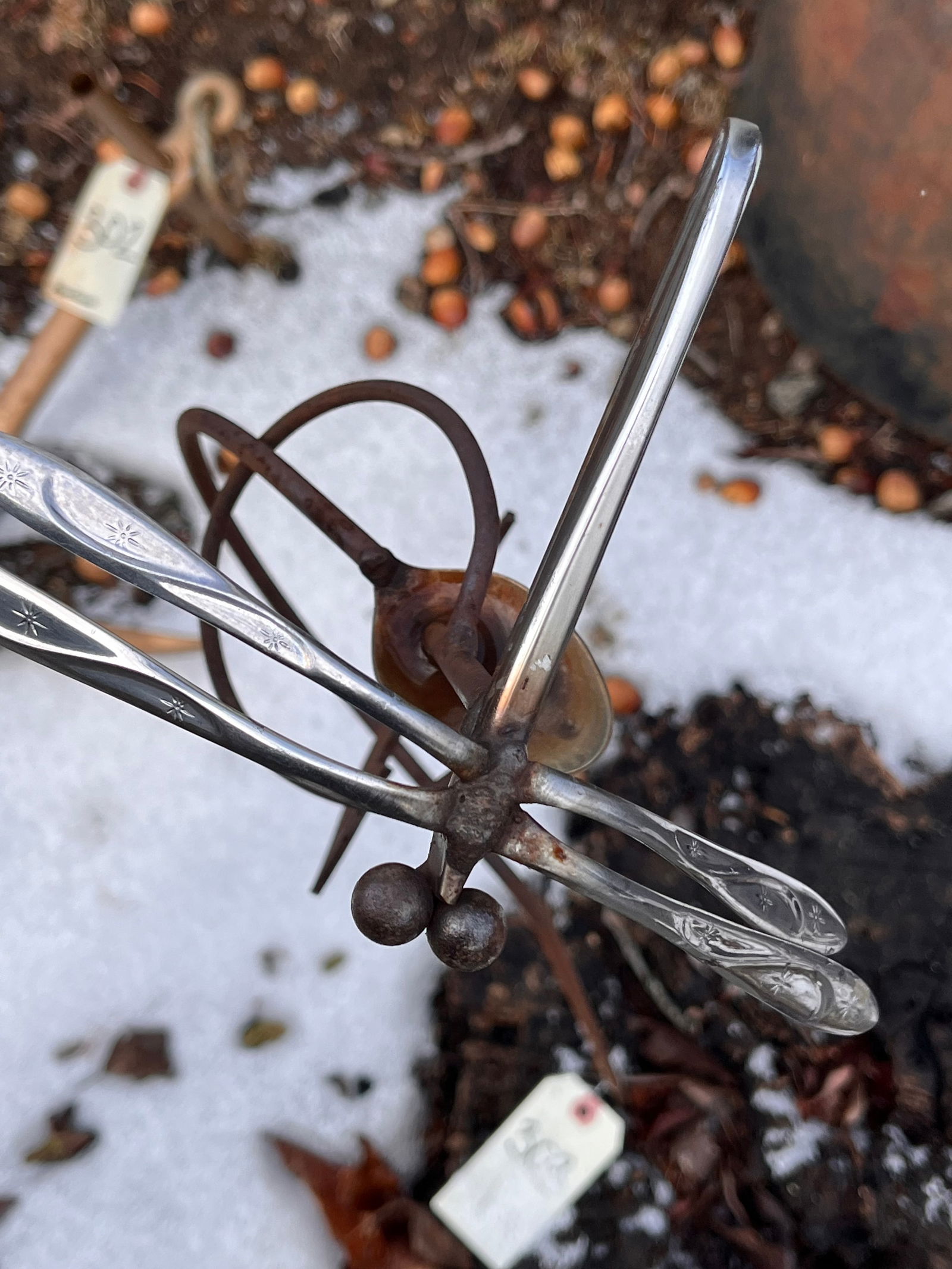 Artisan Dragon Fly and Songbird Yard Art - 2