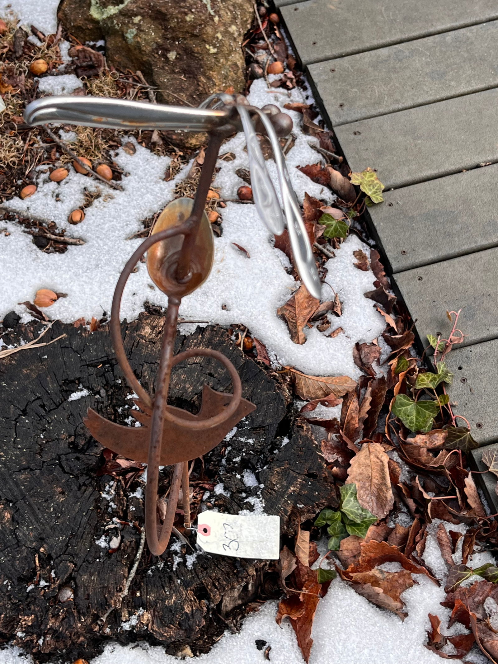 Artisan Dragon Fly and Songbird Yard Art - 3