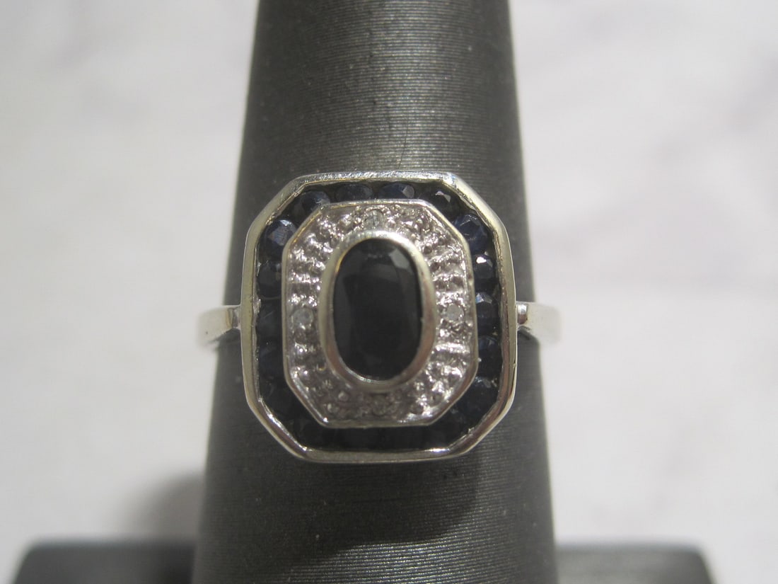 10k White Gold Sapphire & Diamond Ring (1 of 4)