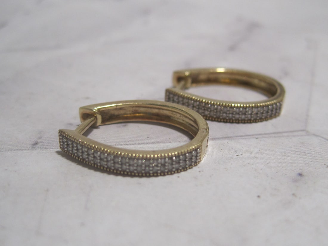 10k Gold Diamond Hoop Earrings (1 of 4)