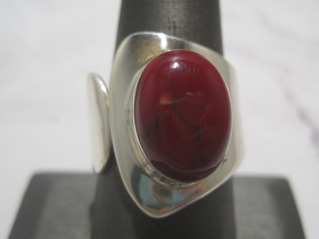 Sterling Silver Red Jasper Modernist Ring (1 of 4)