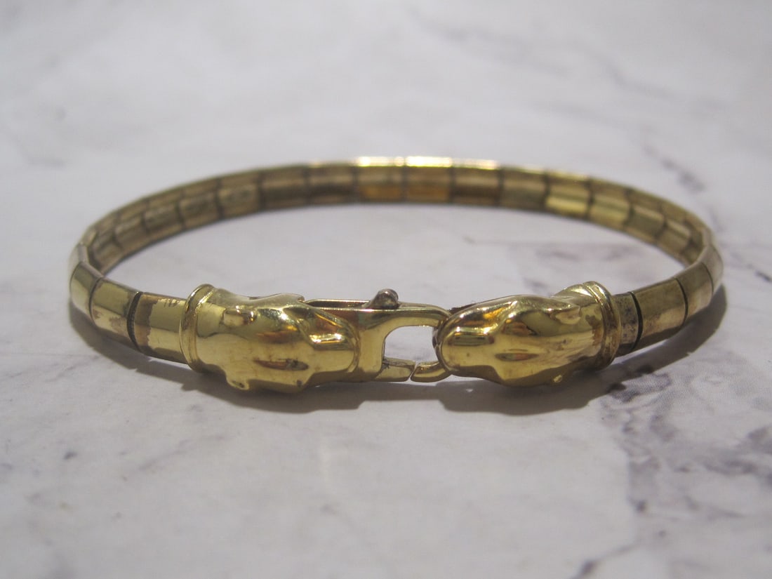 Gold on Sterling Silver Leopard Head Bracelet (1 of 5)