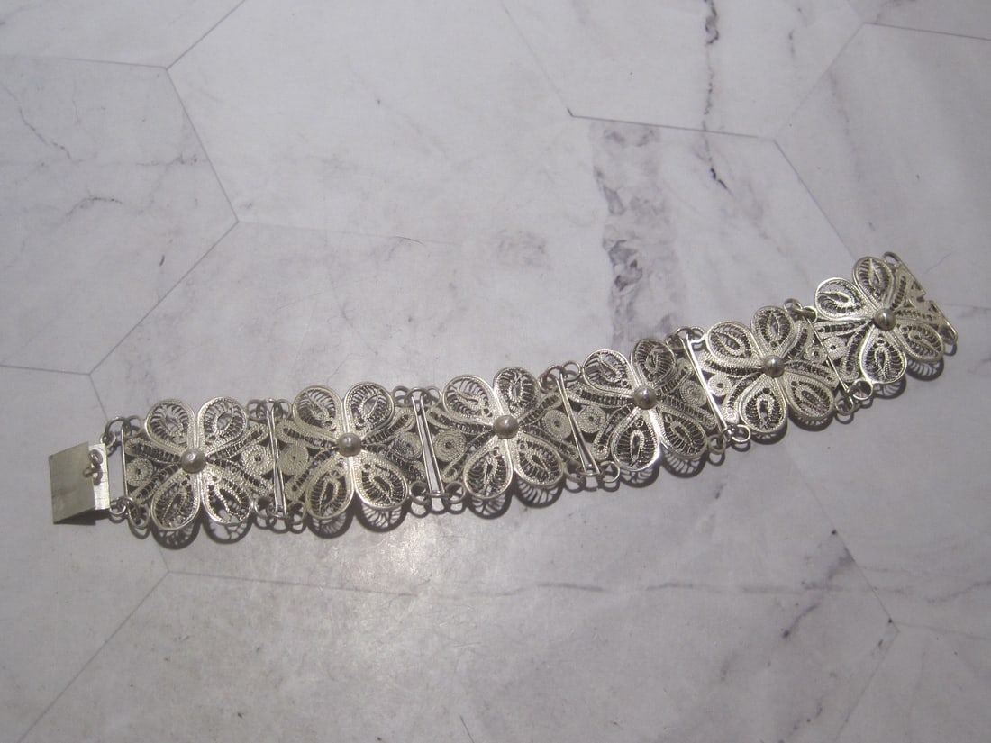 Mexico Silver Filigree Bracelet (1 of 4)